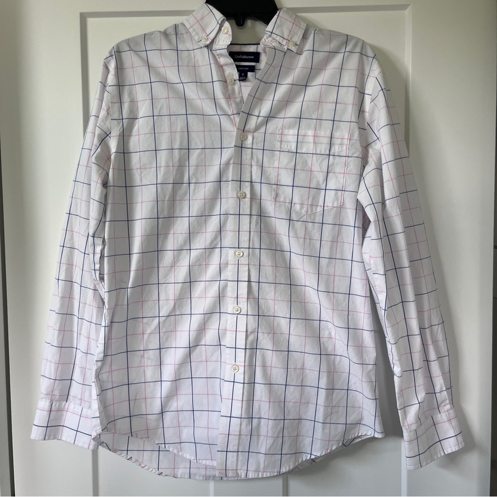 Men's White Checkered Croft & Barrow Shirt